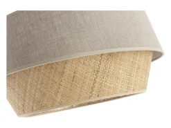 Hot Miliboo Lámpara de techo de diseño doble material lino natural y rafia SENSA Blanco
