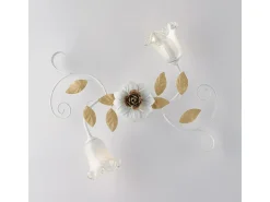 Lámpara Suspendida^Lámpara de techo de hierro lacado blanco shabby 2 luces H.17 Ø52 BL274-PL2-BCO Marfil