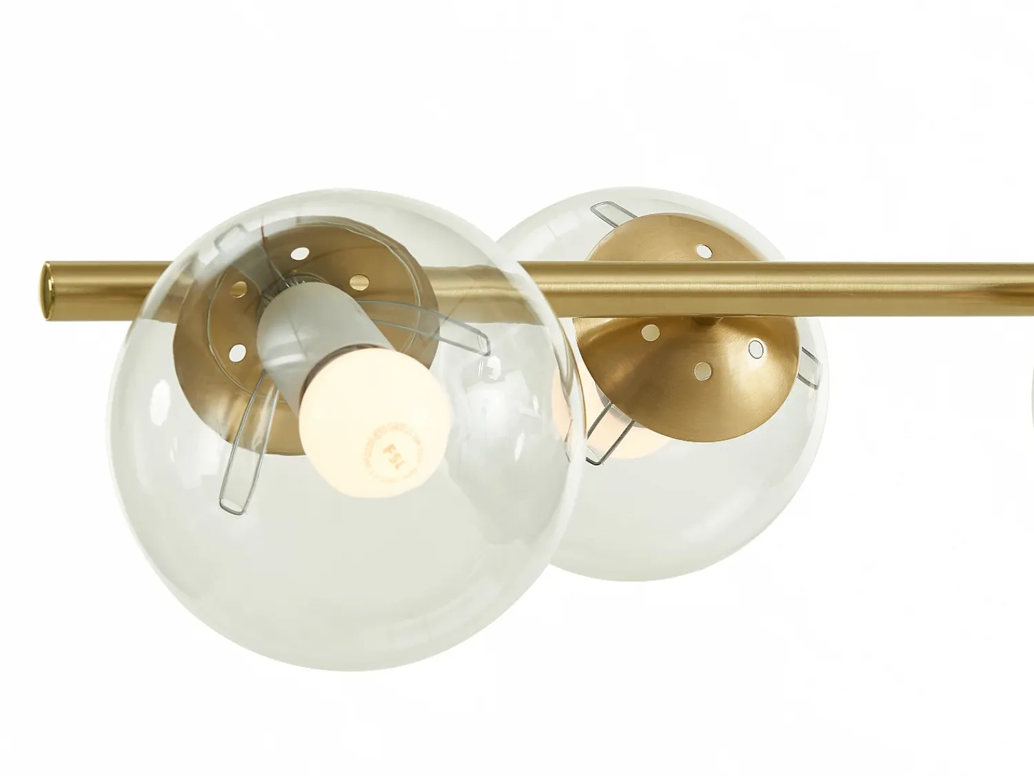 OZAIA Lámpara Suspendida^Lámpara de techo de latón pulido y 6 globos de cristal - Ancho 98 cm - YUKON Dorado