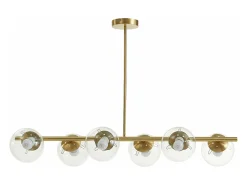 OZAIA Lámpara Suspendida^Lámpara de techo de latón pulido y 6 globos de cristal - Ancho 98 cm - YUKON Dorado