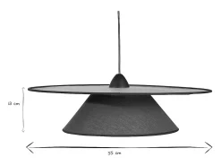 Miliboo Lámpara Suspendida^Lámpara de techo de lino pavo real y rafia natural 55 cm AZAMI Azul