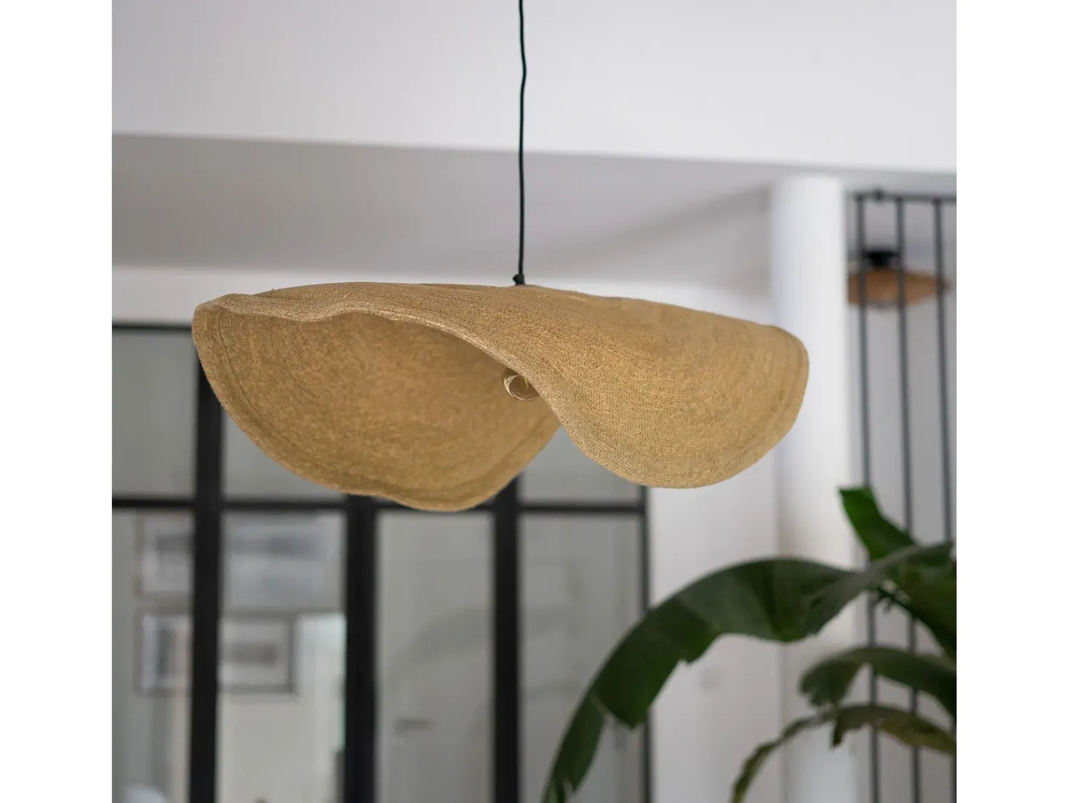 Rendez-Vous Déco Lámpara Suspendida^Lámpara de techo de material natural y metal D91 cm - Maho Beige