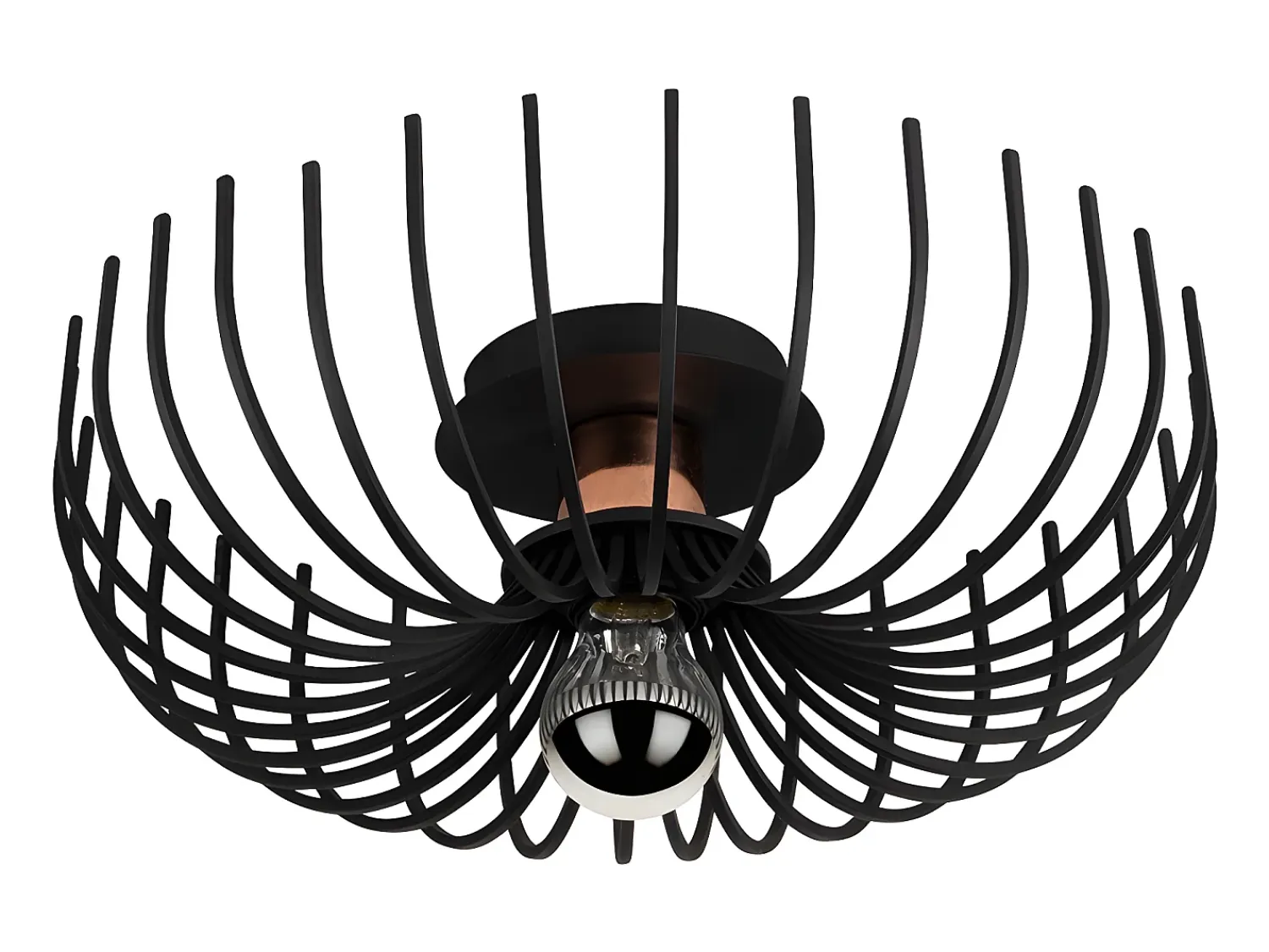 Vente-unique Plafón^Lámpara de techo de metal industrial - lámpara D. 36 x Alt. 12 cm - - ASPENDOS Negro
