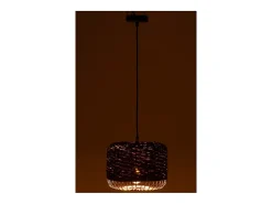 Lámpara de techo de metal y fibra marrón 27x27x20 cm