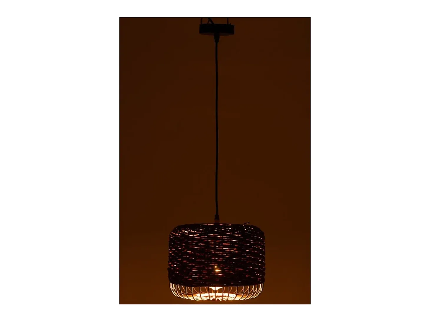 Lámpara de techo de metal y fibra marrón 27x27x20 cm