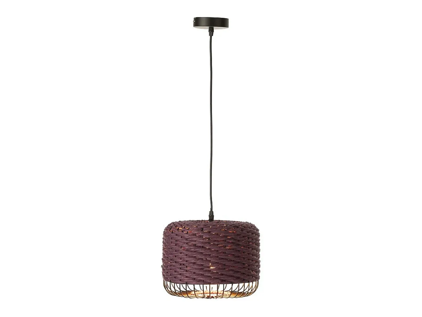 Lámpara de techo de metal y fibra marrón 27x27x20 cm