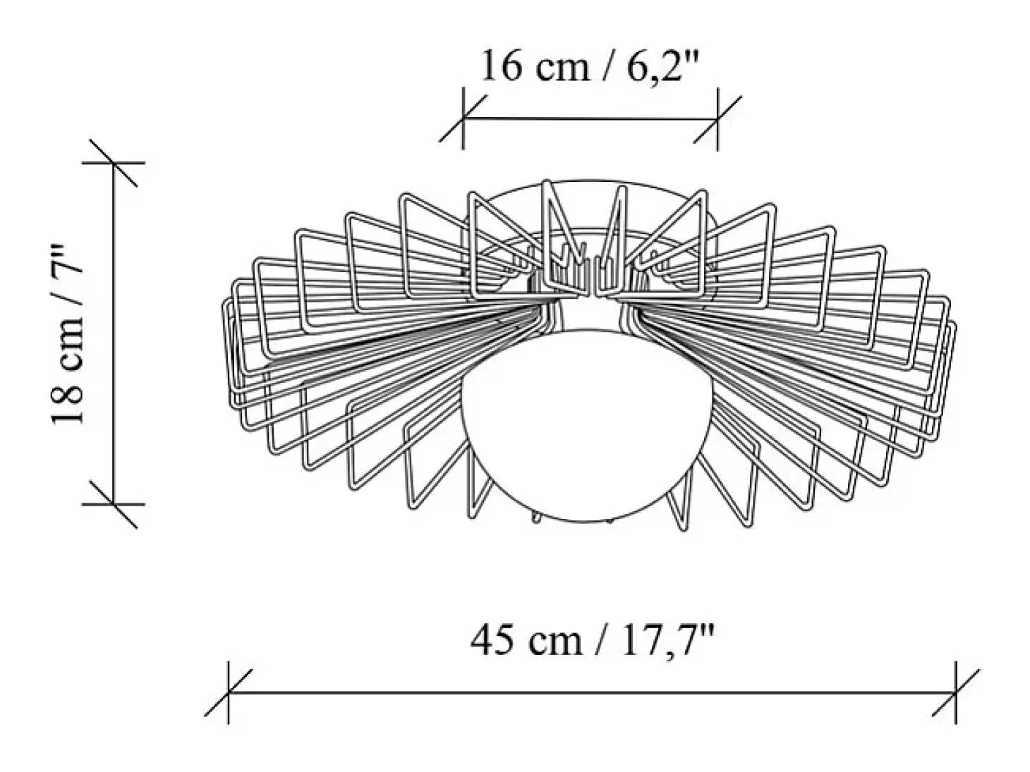 Lámpara de techo de metal - Dorada - H. 18 x D. 45 cm - ZYMA