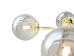 Best OZAIA Lámpara de techo de metal y vidrio ahumado brillante - 5 globos - D. 58,5 x Alt. 21 cm - Dorado - SOFIA Gris / Dorado