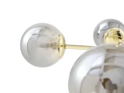 Best OZAIA Lámpara de techo de metal y vidrio ahumado brillante - 5 globos - D. 58,5 x Alt. 21 cm - Dorado - SOFIA Gris / Dorado