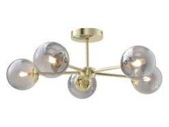 Best OZAIA Lámpara de techo de metal y vidrio ahumado brillante - 5 globos - D. 58,5 x Alt. 21 cm - Dorado - SOFIA Gris / Dorado