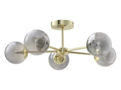 Best OZAIA Lámpara de techo de metal y vidrio ahumado brillante - 5 globos - D. 58,5 x Alt. 21 cm - Dorado - SOFIA Gris / Dorado