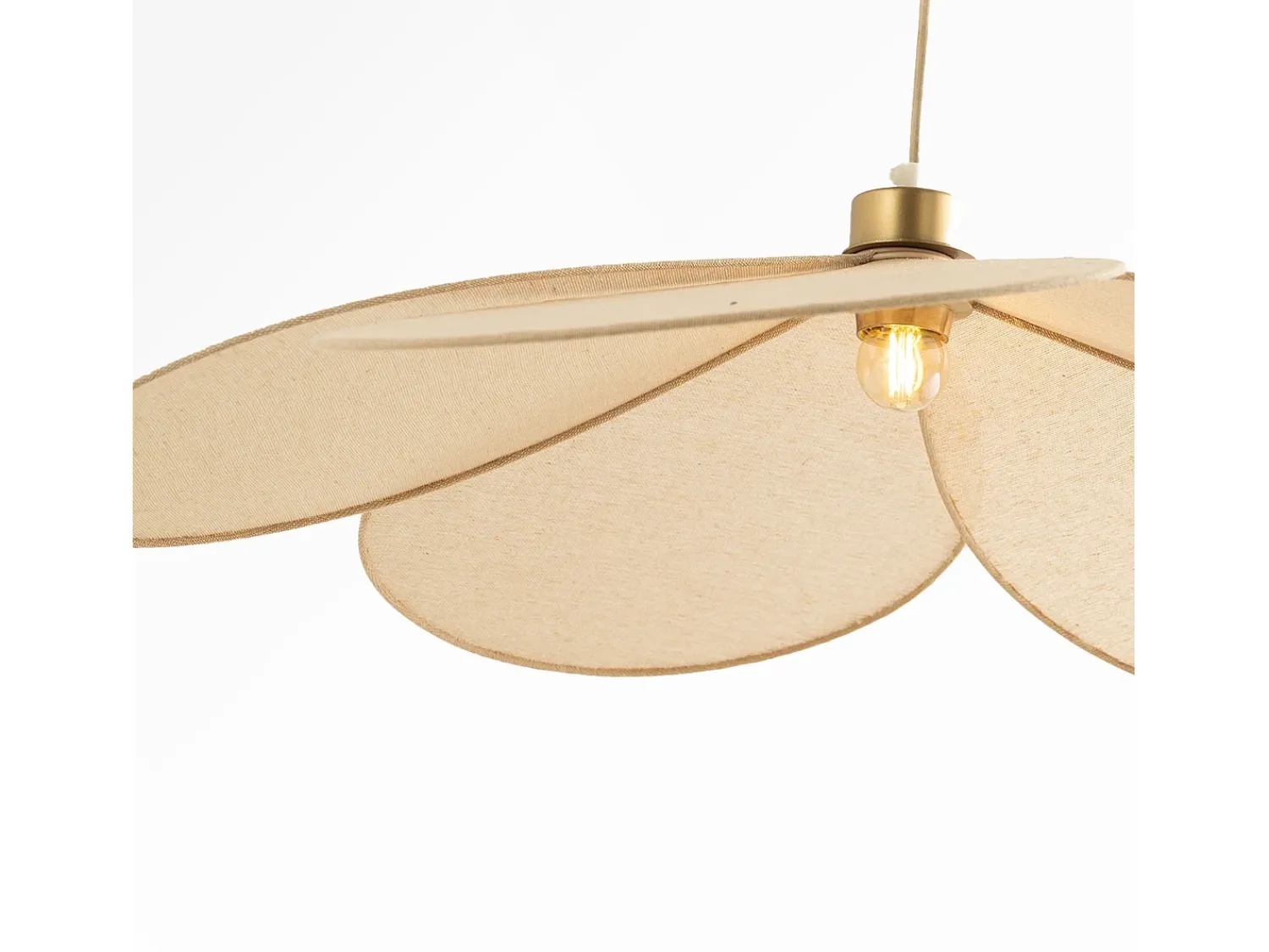 Rendez-Vous Déco Lámpara de techo de tela y metal dorado D75 cm - Flora Beige