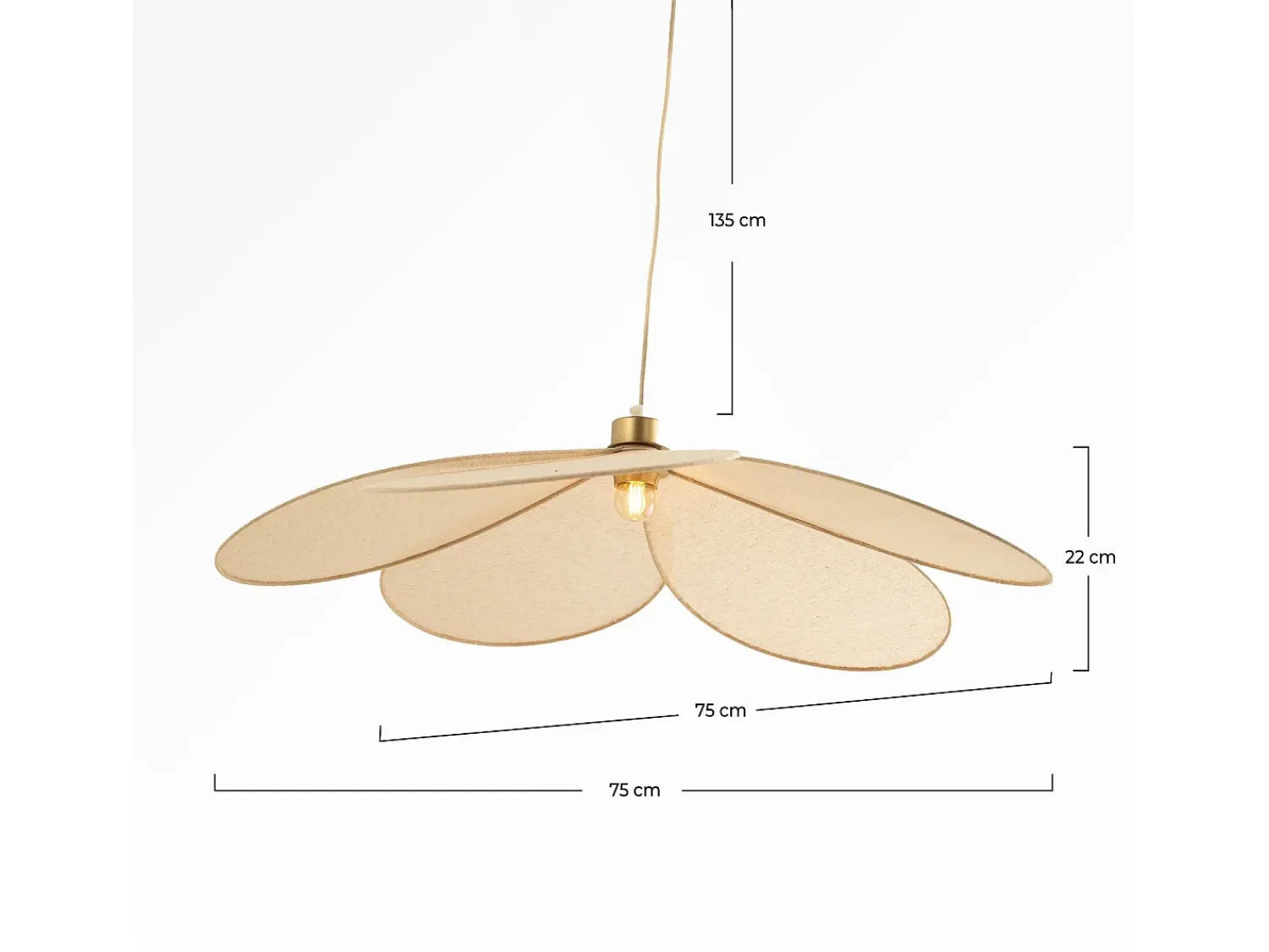 Rendez-Vous Déco Lámpara de techo de tela y metal dorado D75 cm - Flora Beige