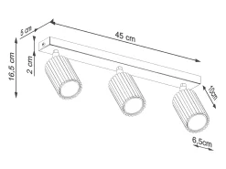 Best Sollux Lighting Lámpara de techo Gloow minimalista de aluminio - 3 fuentes luminosas 4000K - L.45 x A.16,5 cm - ocre Rojo
