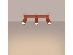Best Sollux Lighting Lámpara de techo Gloow minimalista de aluminio - 3 fuentes luminosas 4000K - L.45 x A.16,5 cm - ocre Rojo