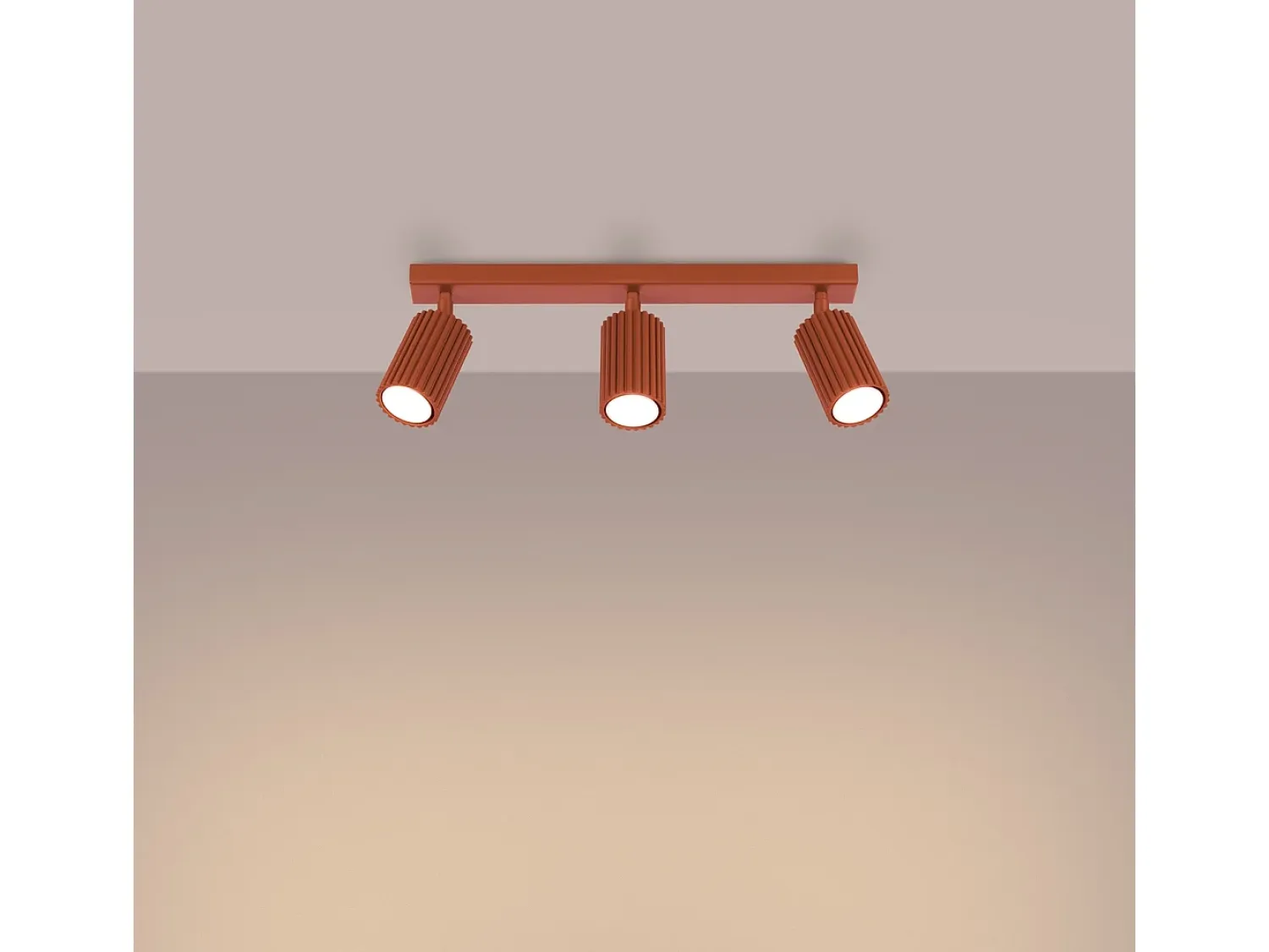 Best Sollux Lighting Lámpara de techo Gloow minimalista de aluminio - 3 fuentes luminosas 4000K - L.45 x A.16,5 cm - ocre Rojo