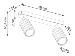 Sollux Lighting Plafón^Lámpara de techo Gloow minimalista de aluminio - 2 fuentes luminosas 3000K - L.30 x A.16,5 cm - Dorado