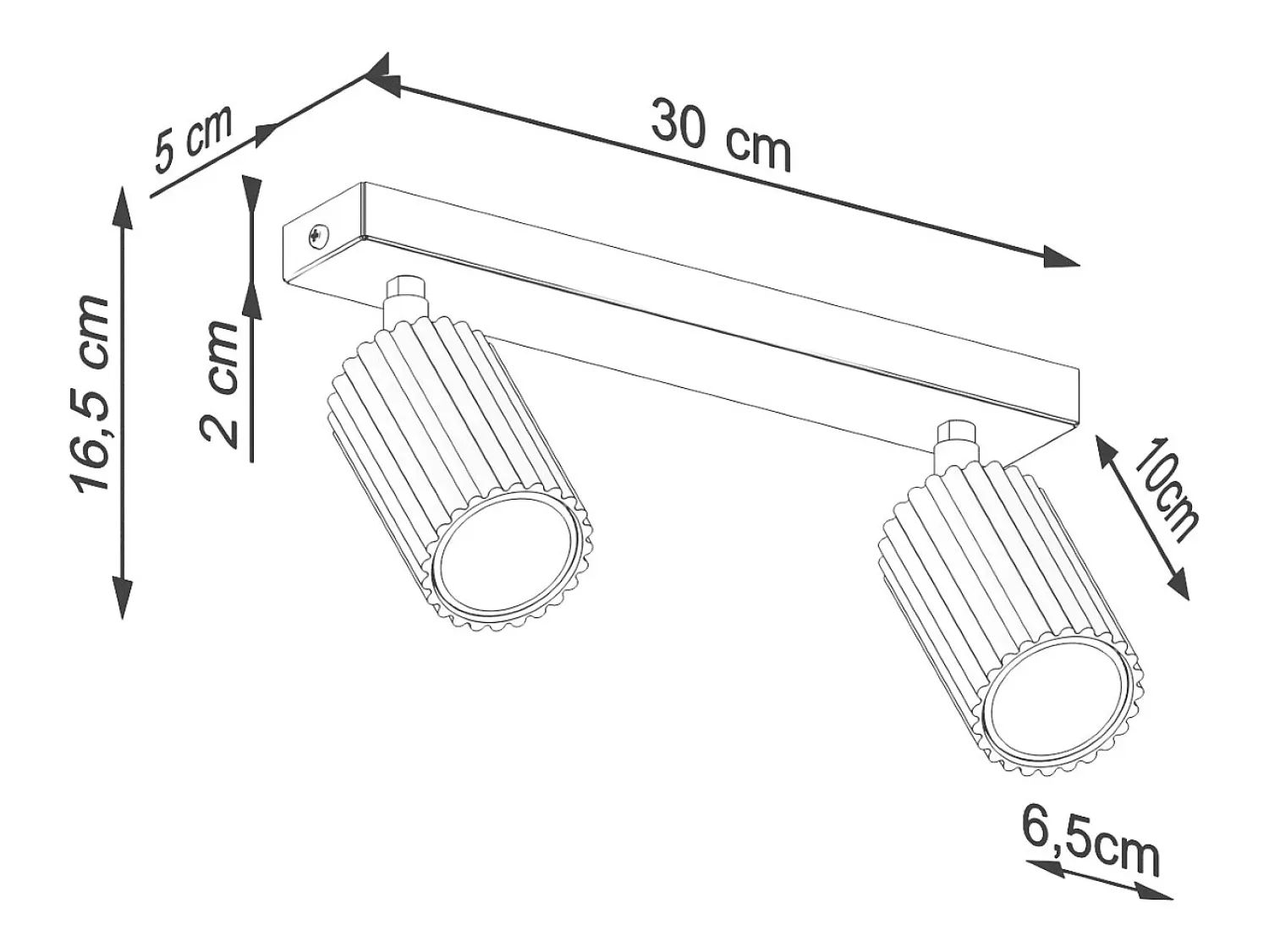 Sollux Lighting Plafón^Lámpara de techo Gloow minimalista de aluminio - 2 fuentes luminosas 3000K - L.30 x A.16,5 cm - Dorado