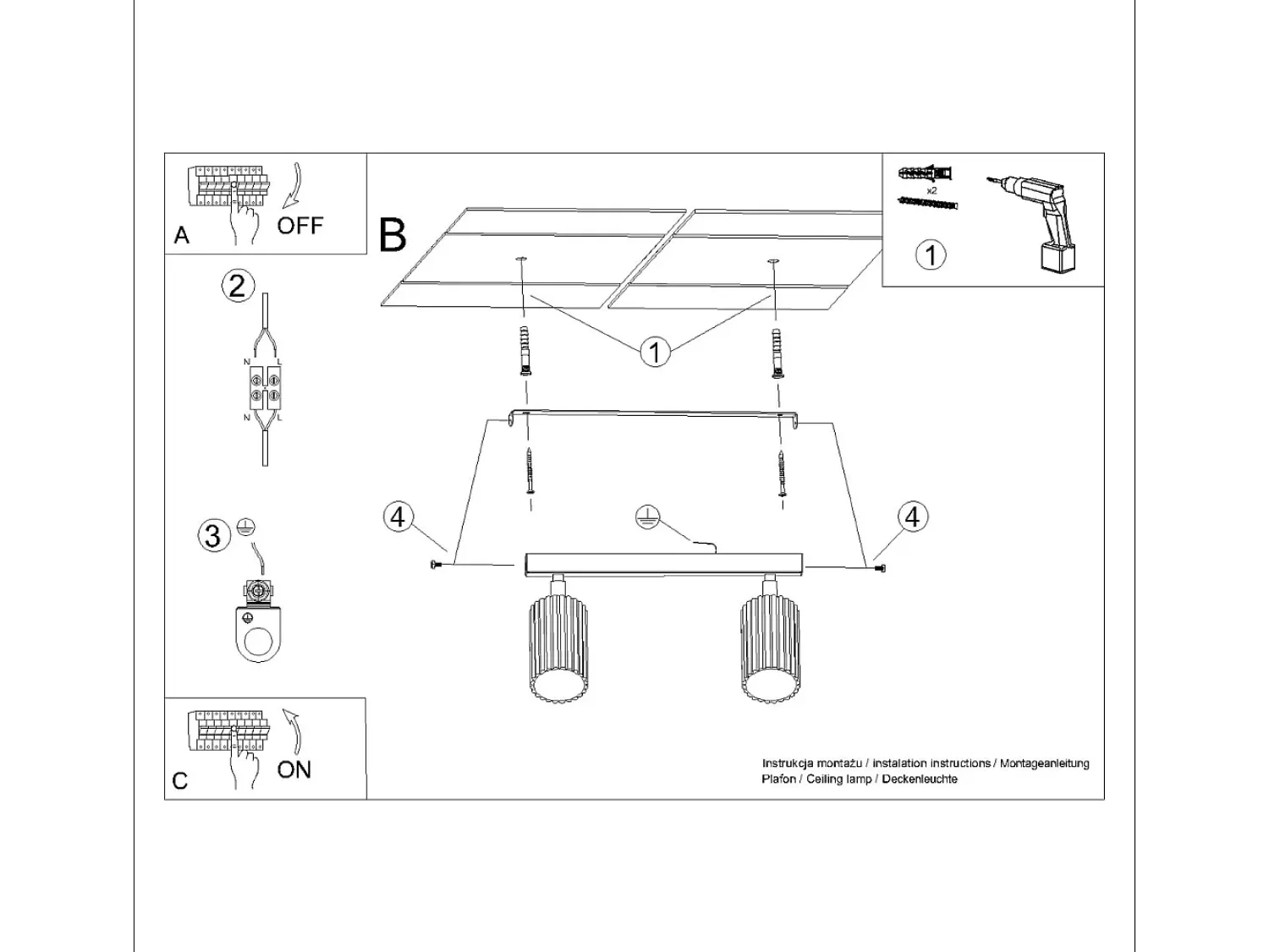 Sollux Lighting Plafón^Lámpara de techo Gloow minimalista de aluminio - 2 fuentes luminosas 3000K - L.30 x A.16,5 cm - Dorado
