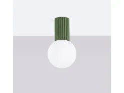 Sollux Lighting Plafón^Lámpara De Techo Halo Moderno De Aluminio/Vidrio - 1 Fuentes Luminosas - L.12 X A.21 Cm - Oliva Verde