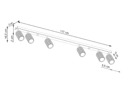 Sollux Lighting Plafón^Lámpara De Techo Karbon Minimalista De Aluminio - 6 Fuentes Luminosas - L.117 X A.16,5 Cm - Ocre Rojo