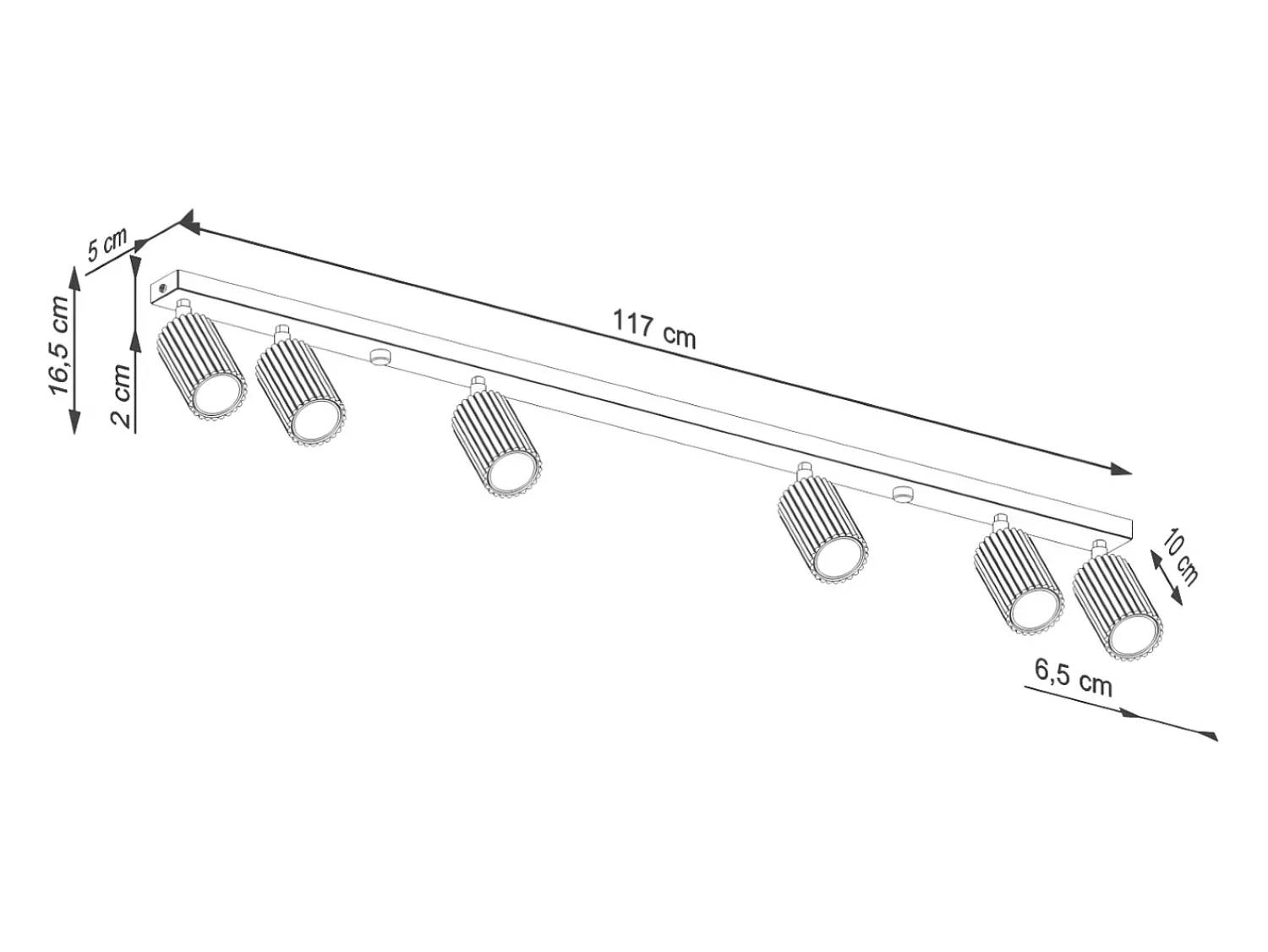 Sollux Lighting Plafón^Lámpara De Techo Karbon Minimalista De Aluminio - 6 Fuentes Luminosas - L.117 X A.16,5 Cm - Ocre Rojo