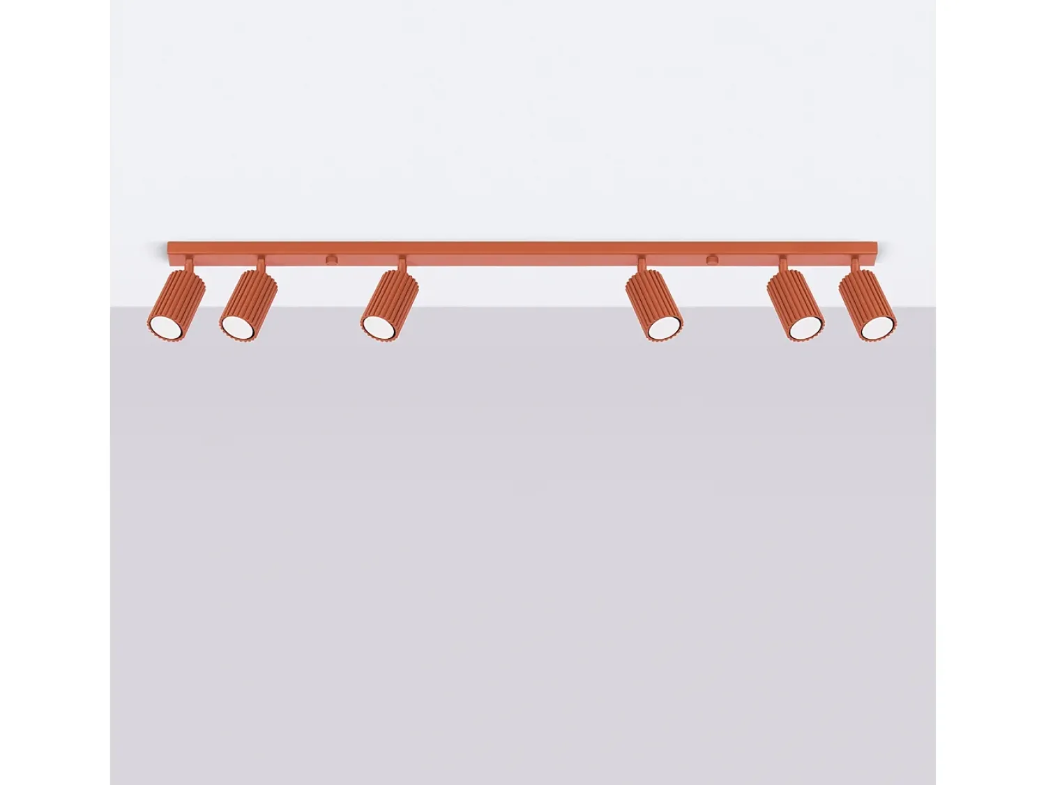 Sollux Lighting Plafón^Lámpara De Techo Karbon Minimalista De Aluminio - 6 Fuentes Luminosas - L.117 X A.16,5 Cm - Ocre Rojo