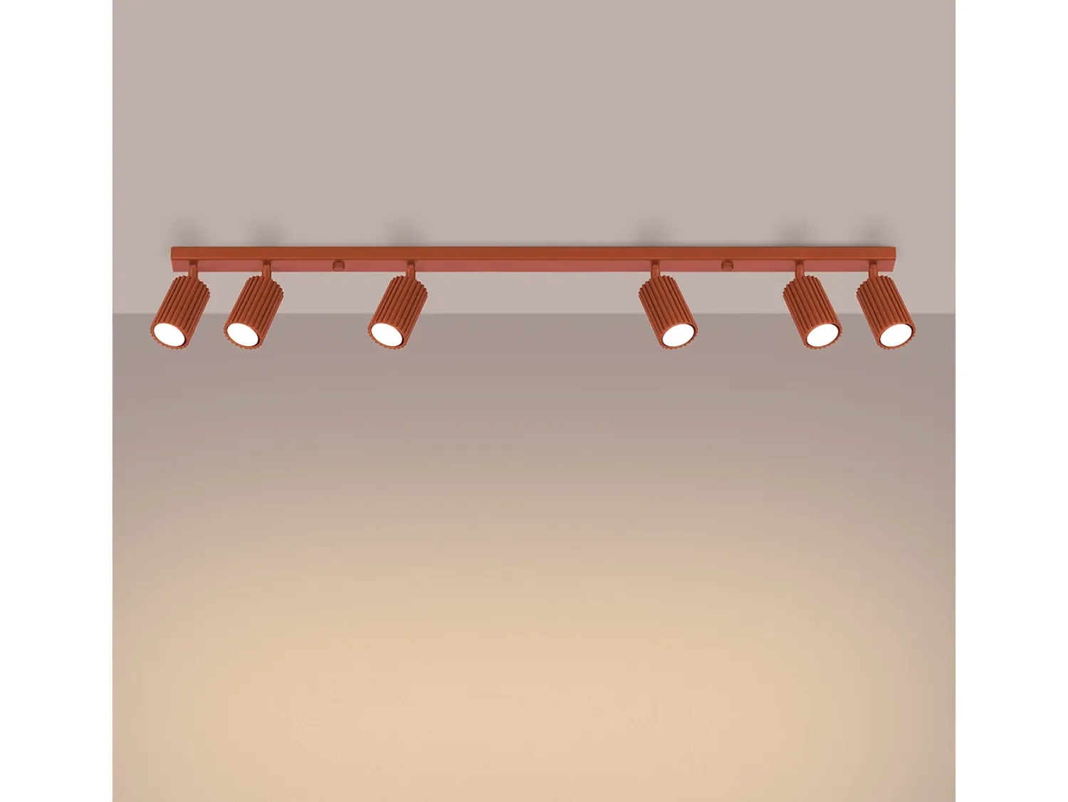 Sollux Lighting Plafón^Lámpara De Techo Karbon Minimalista De Aluminio - 6 Fuentes Luminosas - L.117 X A.16,5 Cm - Ocre Rojo