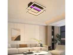 Clearance NETTLIFE Lámpara de techo LED para salón, 2 marcos, negra, moderna, cuadrada, regulable, ideal para pasillo Negro