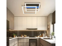 Clearance NETTLIFE Lámpara de techo LED para salón, 2 marcos, negra, moderna, cuadrada, regulable, ideal para pasillo Negro
