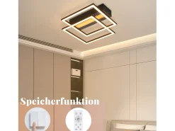 Clearance NETTLIFE Lámpara de techo LED para salón, 2 marcos, negra, moderna, cuadrada, regulable, ideal para pasillo Negro