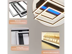 Clearance NETTLIFE Lámpara de techo LED para salón, 2 marcos, negra, moderna, cuadrada, regulable, ideal para pasillo Negro