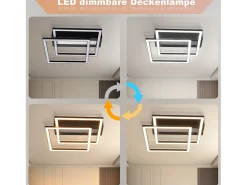 Clearance NETTLIFE Lámpara de techo LED para salón, 2 marcos, negra, moderna, cuadrada, regulable, ideal para pasillo Negro