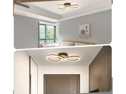 Clearance NETTLIFE Lámpara de techo LED para sala de estar, 24 W, moderna y creativa, color , para cocina, 3000 K, blanco cálido Negro
