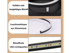 NETTLIFE Plafón^Lámpara de techo LED para salón, 24 W, moderna lámpara de techo 3000 K, para pasillo, cocina Negro