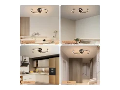 NETTLIFE Plafón^Lámpara de techo LED para salón, 24 W, moderna lámpara de techo 3000 K, para pasillo, cocina Negro
