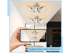 Clearance NETTLIFE Lámpara de techo LED para dormitorio, diseño moderno, cromada, 12 W, para interior, 3000 K, blanco cálido Plateado