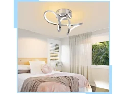 Clearance NETTLIFE Lámpara de techo LED para dormitorio, diseño moderno, cromada, 12 W, para interior, 3000 K, blanco cálido Plateado