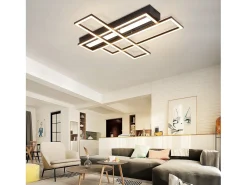 NETTLIFE Plafón^Lámpara de techo LED para salón, negra, rectangular, regulable, diseño moderno Negro