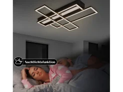 NETTLIFE Plafón^Lámpara de techo LED para salón, negra, rectangular, regulable, diseño moderno Negro