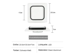 Sale NETTLIFE Lámpara de techo LED para dormitorio, negra, 16W, acrílica, luz cálida, diseño moderno Negro / Blanco