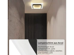 Sale NETTLIFE Lámpara de techo LED para dormitorio, negra, 16W, acrílica, luz cálida, diseño moderno Negro / Blanco