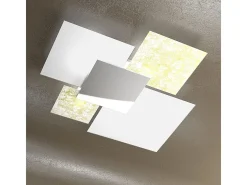 Lámpara de techo moderna 1088/90-FO de cristal blanco y pan de oro, 4 bombillas E27