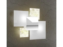 Plafón^Lámpara de techo moderna 1088/45-FO de cristal blanco y pan de oro, 4 luces G9 Amarillo