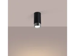 Lámpara De Techo Nero Moderno De Acero - 1 Fuentes Luminosas - L.6 X A.12,5 Cm - Negro/Cromo