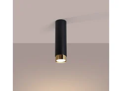 Sollux Lighting Plafón^Lámpara De Techo Nero Moderno De Acero - 1 Fuentes Luminosas - L.6 X A.22,5 Cm - Negro/Oro Negro / Dorado