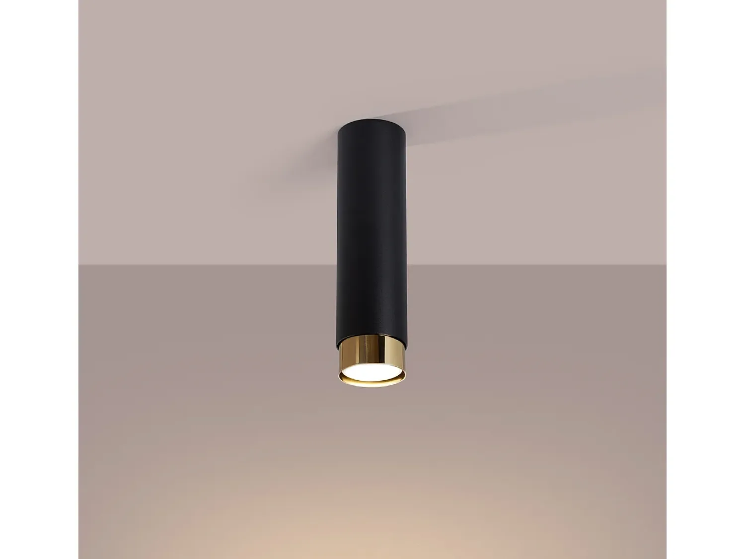 Sollux Lighting Plafón^Lámpara De Techo Nero Moderno De Acero - 1 Fuentes Luminosas - L.6 X A.22,5 Cm - Negro/Oro Negro / Dorado