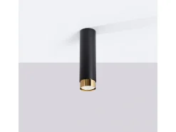 Sollux Lighting Plafón^Lámpara De Techo Nero Moderno De Acero - 1 Fuentes Luminosas - L.6 X A.22,5 Cm - Negro/Oro Negro / Dorado