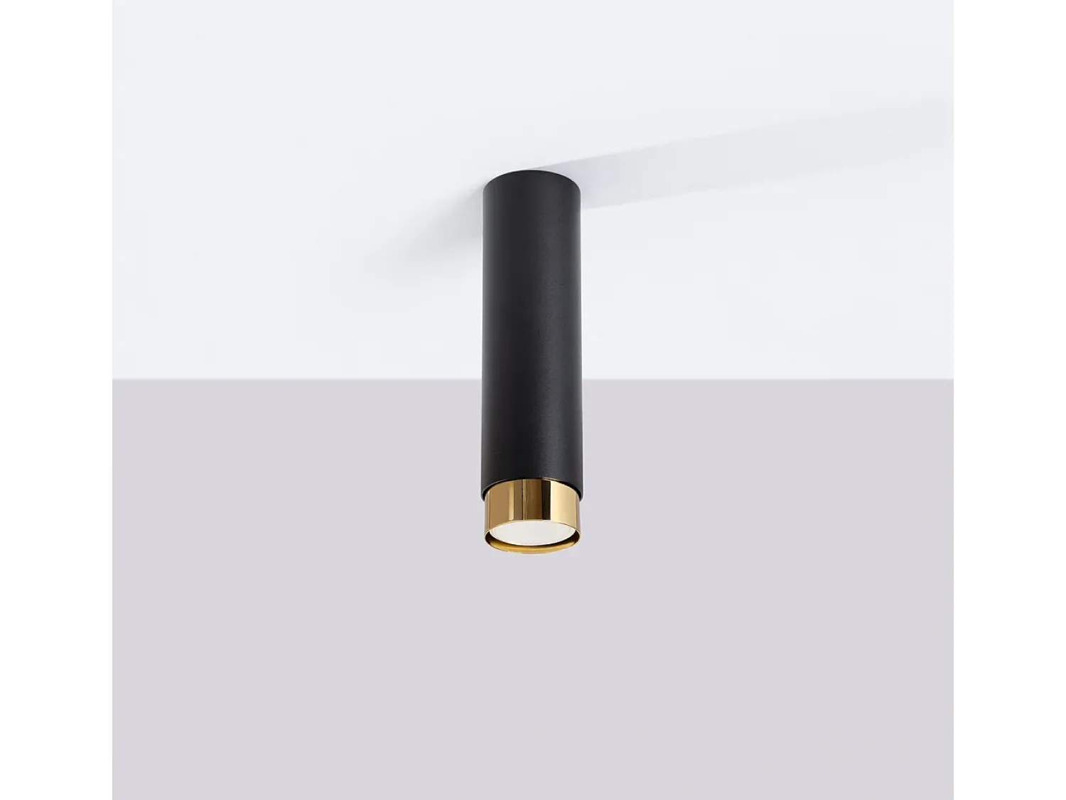 Sollux Lighting Plafón^Lámpara De Techo Nero Moderno De Acero - 1 Fuentes Luminosas - L.6 X A.22,5 Cm - Negro/Oro Negro / Dorado