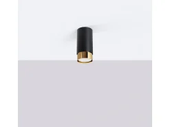 Sollux Lighting Plafón^Lámpara De Techo Nero Moderno De Acero - 1 Fuentes Luminosas - L.6 X A.12,5 Cm - Negro/Oro Negro / Dorado